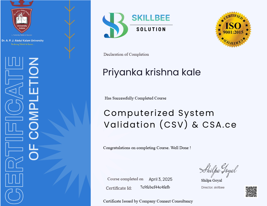 Computerized System Validation (CSV) & CSA Certificate