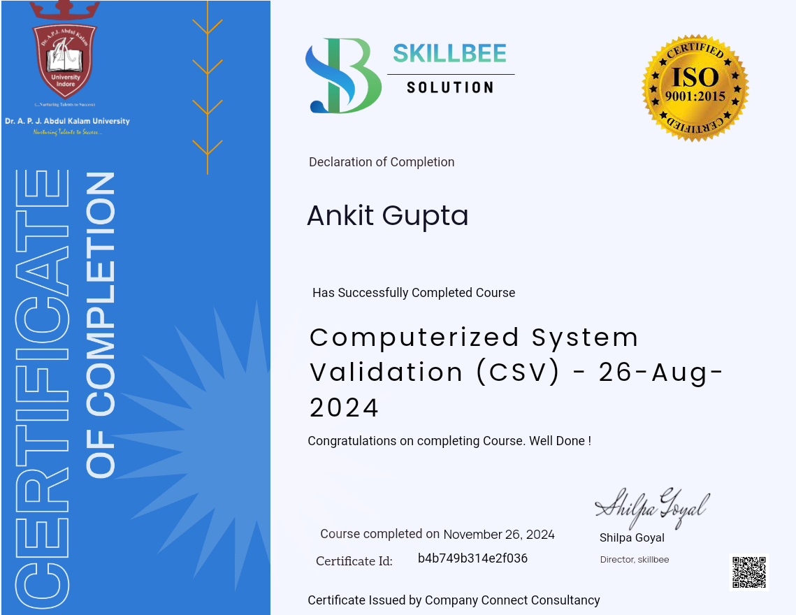 Computerized System Validation (CSV) - 26-Aug-2024