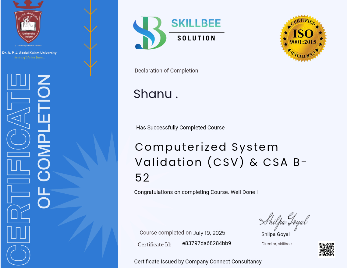 Computerized System Validation (CSV) & CSA B-52